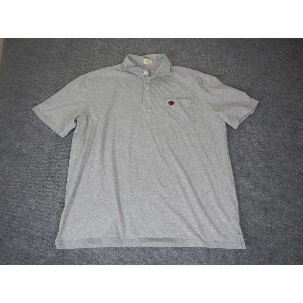 Johnnie-O Hangin' Out Polo‎ Shirt Men's XXL Gray Red Logo Cotton Spandex Blend